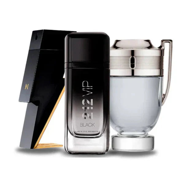 Combo de 3 perfumes Carolina Herrera BAD BOY, Carolina Herrera 212 VIP BLACK e Paco Rabanne INVICTUS 100ml