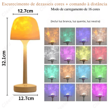 ABAJUR DE MESA COM BASE ALTA E ONDAS D`ÁGUAS - OceanGlow