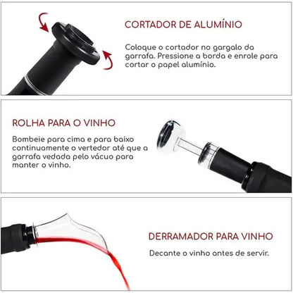 Abridor de Vinho com Suporte para Mesa - Saca Rolhas Elétrico