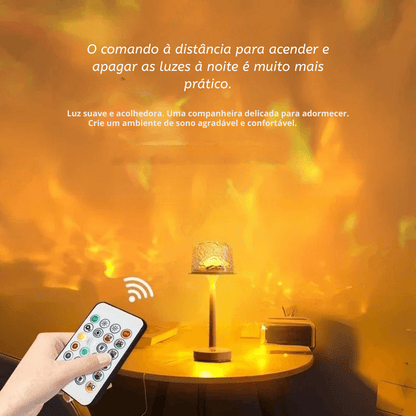 ABAJUR DE MESA COM BASE ALTA E ONDAS D`ÁGUAS - OceanGlow